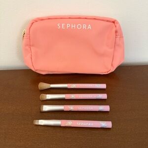 SEPHORA Mini Butterfly Beauty Eye Brush Set Limited Edition With Travel Bag NWOB